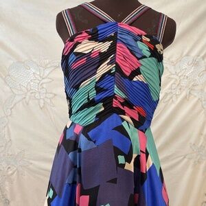 Anthropologie SHOSHANNA Full tulle Flare 50s style Dress Multicolor strap sz M